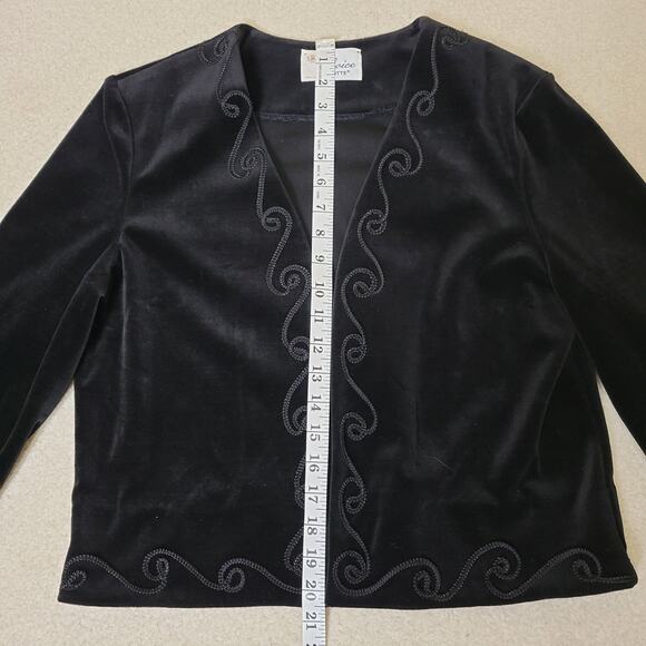 Vintage Choice By Butte Size 14 Velvet Velour Open Jacket Blazer USA Made Black - Picture 11 of 15